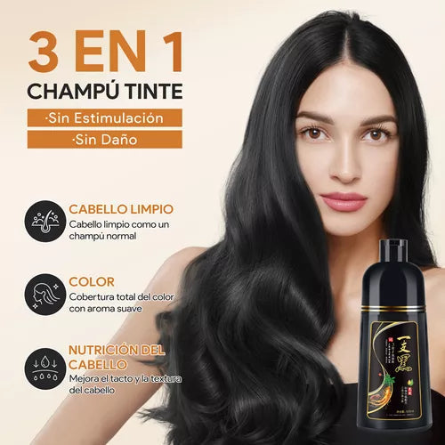 Shampoo Instantáneo Cubre Canas 3 en 1 Natural - Jengibre Colores Disponibles castaño y Negro