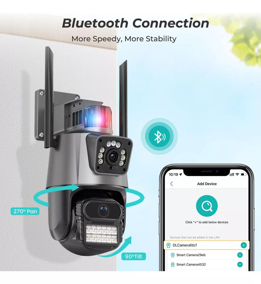 Cámara De Seguridad Wifi Con Sirena Doble Lente Supér Seguridad - Envios a Todo El Mundo