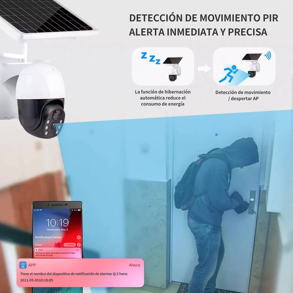 CÁMARA DE SEGURIDAD SOLAR PARA EXTERIORES - ENVIOS A TODO EL MUNDO