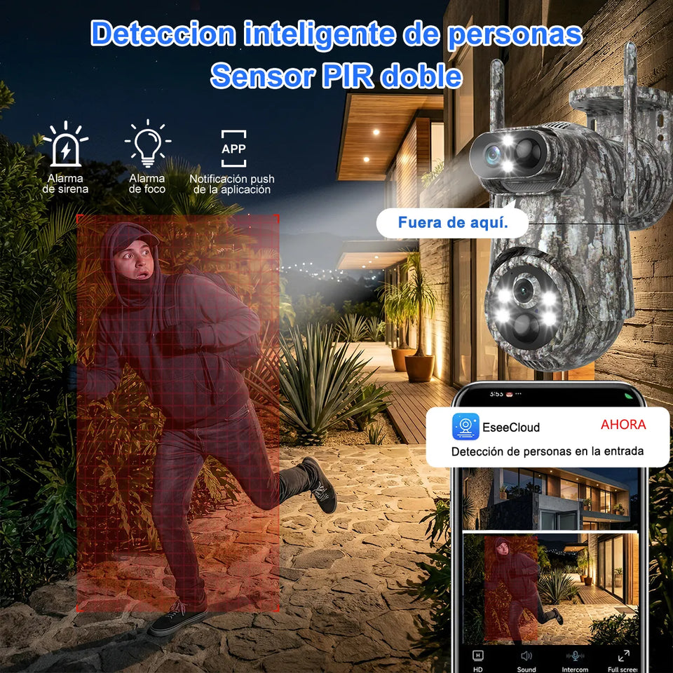 Cámara de Seguridad Solar 4G Camuflada con Visión Nocturna y Detección de Movimiento