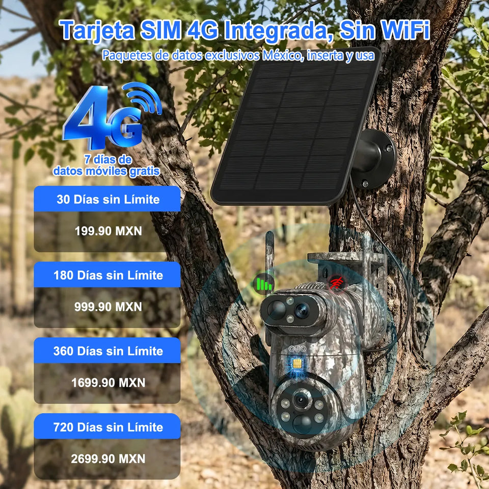 Cámara de Seguridad Solar 4G Camuflada con Visión Nocturna y Detección de Movimiento