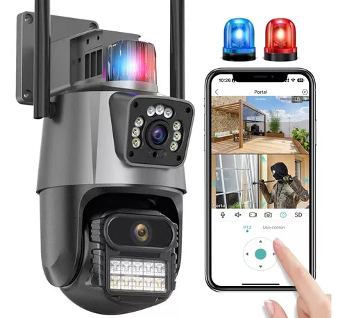Cámara De Seguridad Wifi Con Sirena Doble Lente Supér Seguridad - Págala Al Recibirla